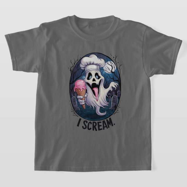 Niedlicher Geist mit Eiskrem Halloween T-Shirt (Ablage )
