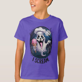 Niedlicher Geist mit Eiskrem Halloween T-Shirt