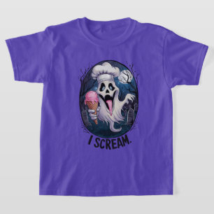 Niedlicher Geist mit Eiskrem Halloween T-Shirt