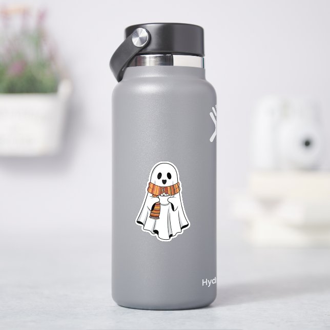 Niedlicher Geist mit Hot-Cocoa-Aufkleber Aufkleber (HydroFlask)