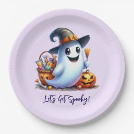 Niedlicher Geist mit leckeren Getränken, Halloween Pappteller