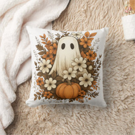 Niedlicher Geist mit Pumpkin & Fall Blume - Hallow Kissen