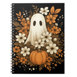 Niedlicher Geist mit Pumpkin & Fall Blume - Hallow Notizblock