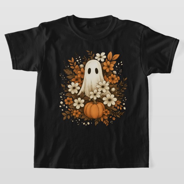 Niedlicher Geist mit Pumpkin & Fall Blume - Hallow T-Shirt (Ablage )