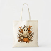 Niedlicher Geist mit Pumpkin & Fall Blume - Hallow