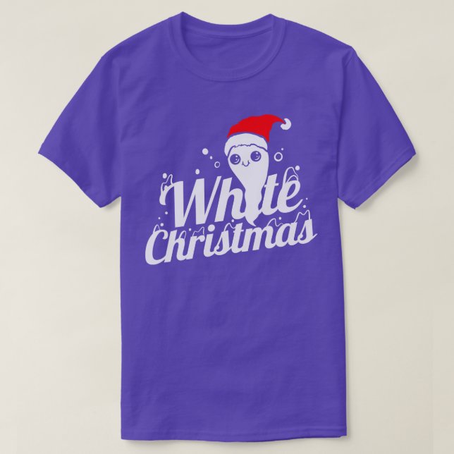 Niedlicher Geist mit Weihnachtsmannmütze bringt We T-Shirt (Design vorne)