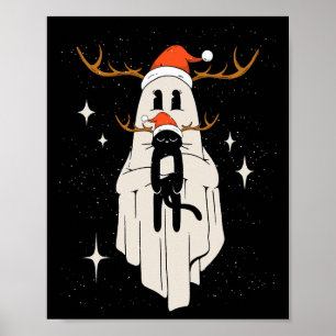 Niedlicher Geist mit Weihnachtsmannmütze mit schwa Poster