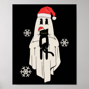 Niedlicher Geist mit Weihnachtsmannmütze mit schwa Poster