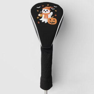 Niedlicher Geist trinkt eisgekühlten Kaffee Hallow Golf Headcover