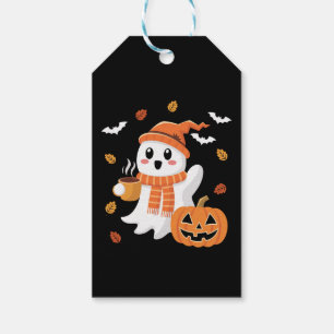 Niedlicher Geist trinkt kalten Kaffee Halloween Geschenkanhänger