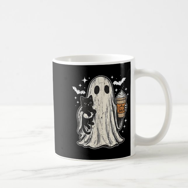 Niedlicher Geist und Katze, Niedliche Halloween-Ge Kaffeetasse (Rechts)