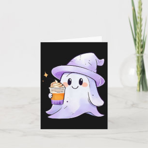 Niedlicher Geistertrinkkaffee Halloween-Kaffee Karte