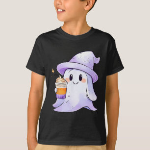 Niedlicher Geistertrinkkaffee Halloween-Kaffee T-Shirt