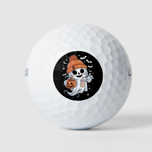 Niedlicher Geistertrinkkaffee zu Halloween-Eiskaff Golfball (Vorderseite)