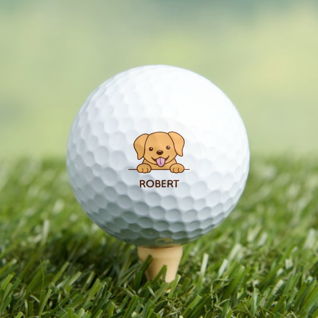 Niedlicher Gelbe Labrador Dog Individuelle Name Golfball (Insitu T-Shirt)