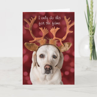 Niedlicher Gelbe Labrador mit Antler Feiertagskarte