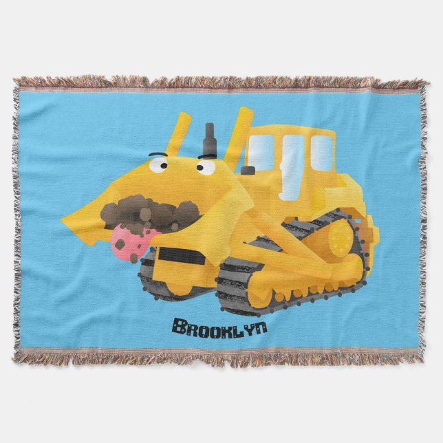 Niedlicher gelber Bulldozer-Comiczeichner Decke (Vorderseite)