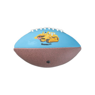 Niedlicher gelber Bulldozer-Comiczeichner Football