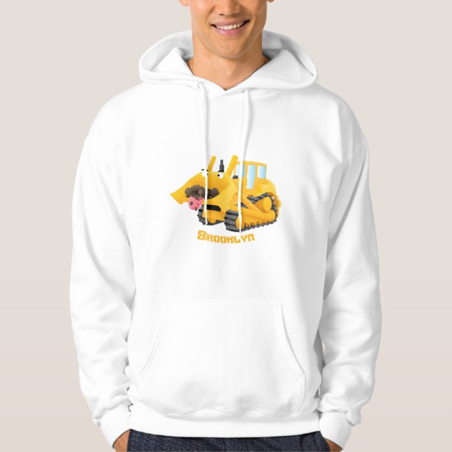 Niedlicher gelber Bulldozer-Comiczeichner Hoodie (Vorderseite)