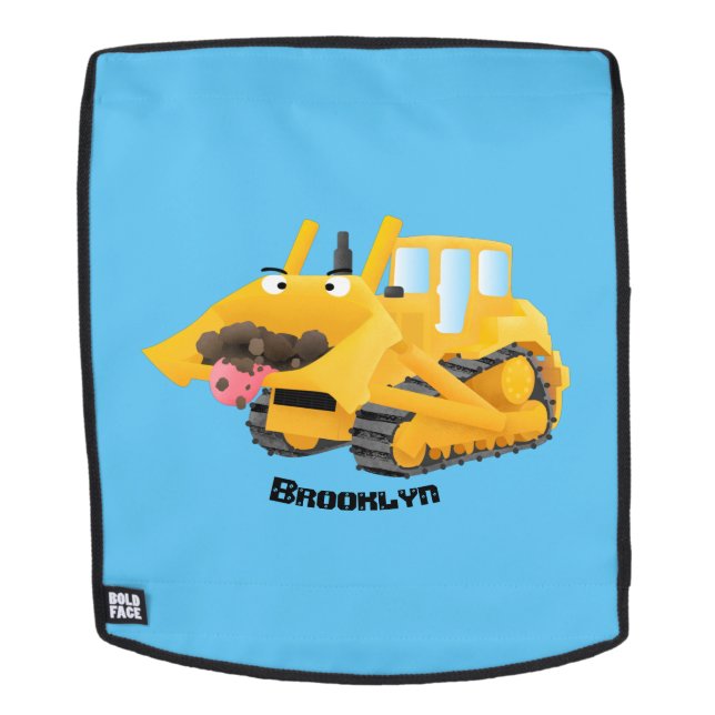 Niedlicher gelber Bulldozer-Comiczeichner Rucksack (Abnehmbare Front)