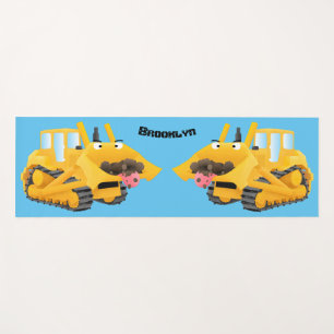 Niedlicher gelber Bulldozer-Comiczeichner Yogamatte