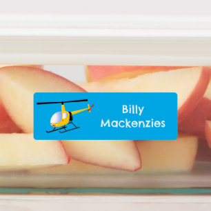 Niedlicher, gelber Cartoon Hubschrauber personalis Etiketten