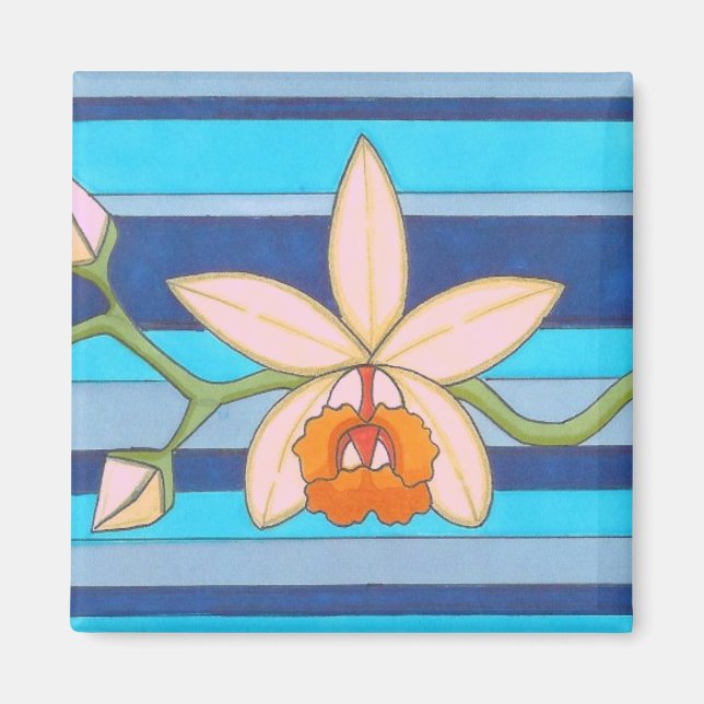 Niedlicher gelber Orchid-Blume Custom Kühlschrankm Magnet (Vorne)