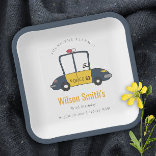 Niedlicher Gelber Polizeiwagen der Marine tötet je Pappteller