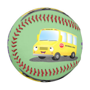 Niedlicher Gelber Schulbus-Cartoon Baseball