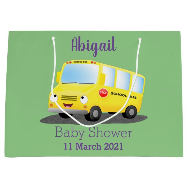 Niedlicher Gelber Schulbus-Cartoon Große Geschenktüte (Vorderseite)