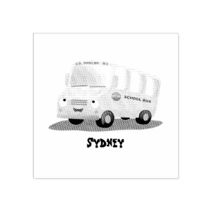 Niedlicher Gelber Schulbus-Cartoon Gummistempel