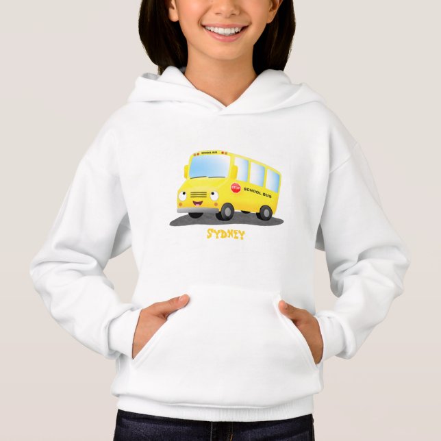 Niedlicher Gelber Schulbus-Cartoon Hoodie (Vorderseite)