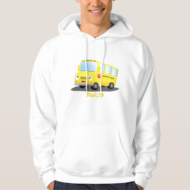 Niedlicher Gelber Schulbus-Cartoon Hoodie (Vorderseite)
