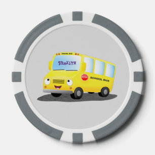 Niedlicher Gelber Schulbus-Cartoon Pokerchips