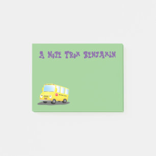 Niedlicher Gelber Schulbus-Cartoon Post-it Klebezettel