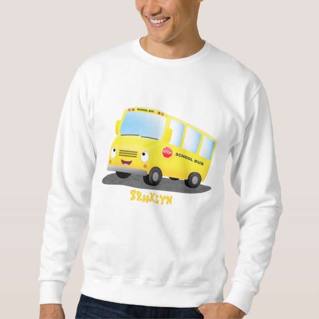 Niedlicher Gelber Schulbus-Cartoon Sweatshirt (Vorderseite)
