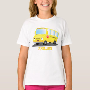 Niedlicher Gelber Schulbus-Cartoon T-Shirt