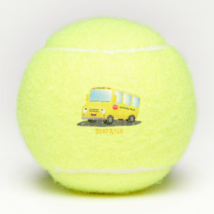 Niedlicher Gelber Schulbus-Cartoon Tennisbälle
