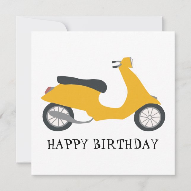 Niedlicher Gelber Scooter Geburtstag KUSTIVIEREN I (Vorderseite)