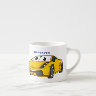 Niedlicher Gelber Sportwagen Cartoon Espressotasse