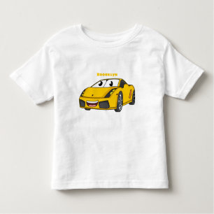 Niedlicher Gelber Sportwagen Cartoon Kleinkind T-shirt
