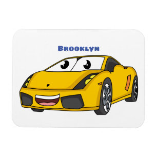 Niedlicher Gelber Sportwagen Cartoon Magnet
