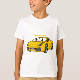 Niedlicher Gelber Sportwagen Cartoon T-Shirt