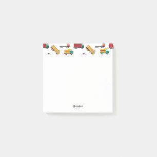 Niedlicher Gelbschwarzer Name Personalisierter LKW Post-it Klebezettel