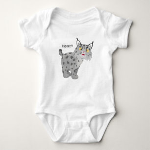 Niedlicher gemeiner Bobcat-Luchs-Cartoon Baby Strampler