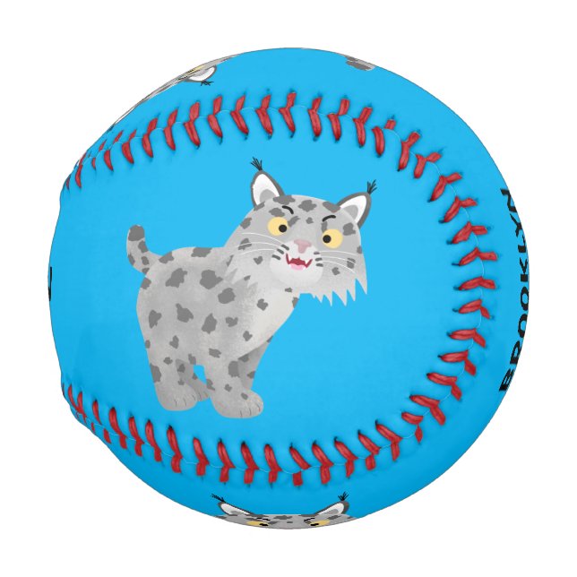 Niedlicher gemeiner Bobcat-Luchs-Cartoon Baseball (Rückseite Links)