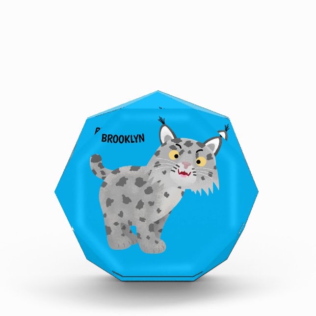 Niedlicher gemeiner Bobcat-Luchs-Cartoon Fotoblock (Vorderseite)