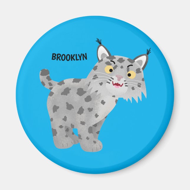 Niedlicher gemeiner Bobcat-Luchs-Cartoon Magnet (Vorne)