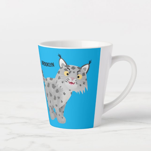 Niedlicher gemeiner Bobcat-Luchs-Cartoon Milchtasse (Rechts)