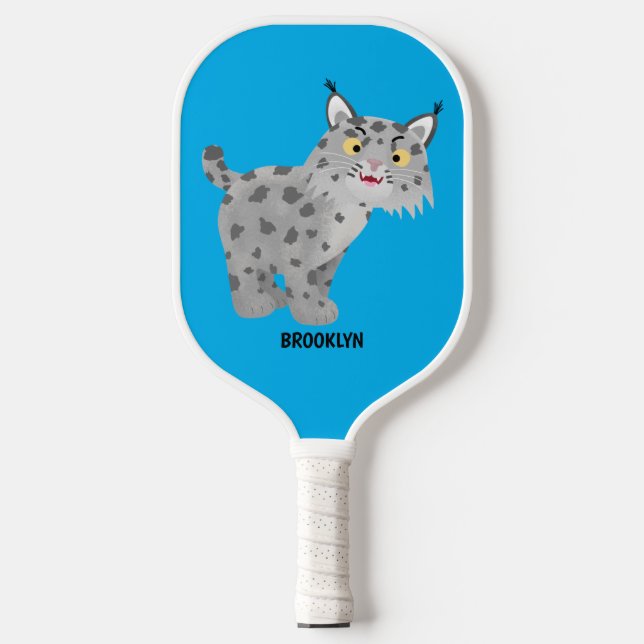 Niedlicher gemeiner Bobcat-Luchs-Cartoon Pickleball Schläger (Vorderseite)